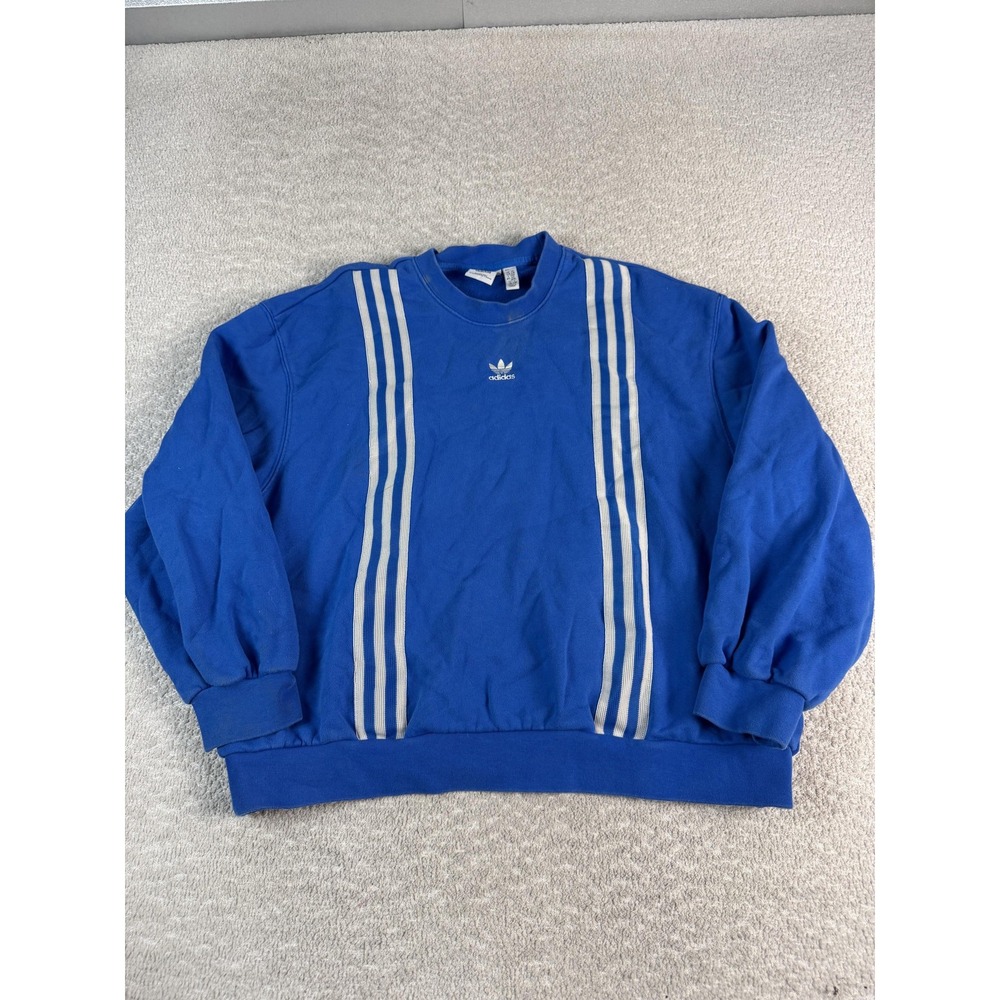 Adidas Men's Blue Three-Stripe Crewneck Sweatshirt